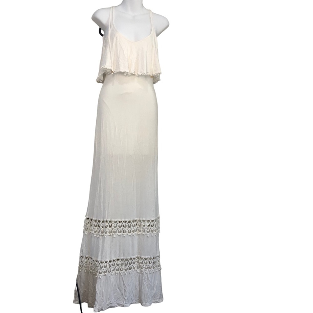 Studio F. Crotchet Cream Maxi Dress Open Back SZ M LIKE NEW